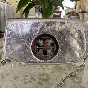 Authentic Tory Burch metallic envelope bag